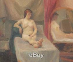 Modern British Oil Painting Vintage Portrait of Nude Woman. Signed Anne Rose