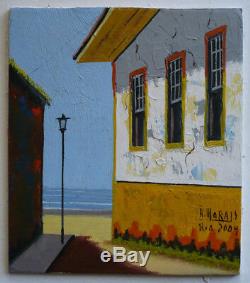 Morais, Vintage MID Century Modern Surreal Landscape Beach Coastal Oil Signed