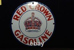 NICE! VINTAGE Standard Oil Red Crown GASOLINE Porcelain Metal Sign PUMP PLATE