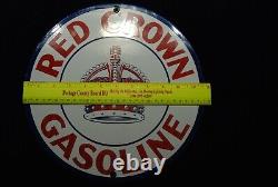 NICE! VINTAGE Standard Oil Red Crown GASOLINE Porcelain Metal Sign PUMP PLATE
