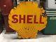 Original 1920's Vintage Shell 2 Sided Sign Old Patina! Gas Oil Porcelain Station