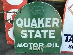 ORIGINAL VinTaGe QUAKER STATE OIL Tombstone Sign Old Gas Station Wall Decor ArT