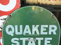 ORIGINAL VinTaGe QUAKER STATE OIL Tombstone Sign Old Gas Station Wall Decor ArT
