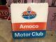 Original Vintage Amoco Motor Club Sign Standard Gas Oil Patina Old Can Ship