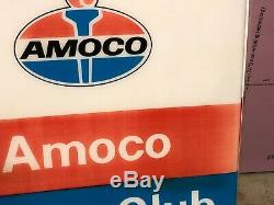 ORIGINAL Vintage AMOCO MOTOR CLUB SIGN Standard Gas Oil Patina OLD CAN SHIP
