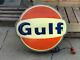 Original Vintage Gulf Gas Station Sign Oil Old Advertising Car Auto Mancave