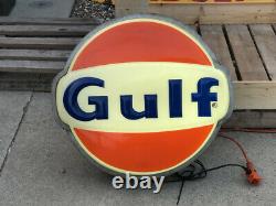 ORIGINAL Vintage GULF GAS STATION Sign Oil OLD Advertising Car Auto MANCAVE