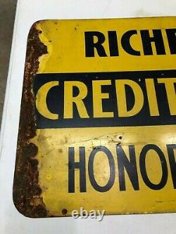 ORIGINAL Vintage RICHFIELD CREDIT CARDS Flange Sign OLD Tire GAS Oil RARE DST