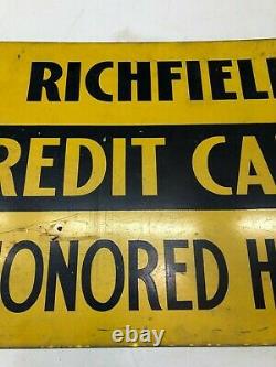 ORIGINAL Vintage RICHFIELD CREDIT CARDS Flange Sign OLD Tire GAS Oil RARE DST