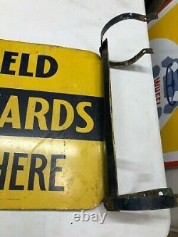 ORIGINAL Vintage RICHFIELD CREDIT CARDS Flange Sign OLD Tire GAS Oil RARE DST