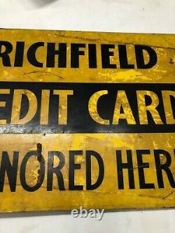 ORIGINAL Vintage RICHFIELD CREDIT CARDS Flange Sign OLD Tire GAS Oil RARE DST