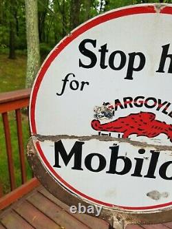 ORIGINAL rare Vintage Gargoyle LOLLIPOP Porcelain Sign curb gas motor oil auto