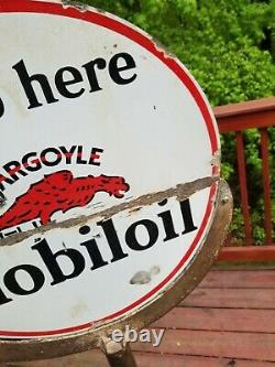 ORIGINAL rare Vintage Gargoyle LOLLIPOP Porcelain Sign curb gas motor oil auto