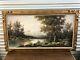 Oil Painting Vintage Landscape With River Signed Illegible (see Pictures)large