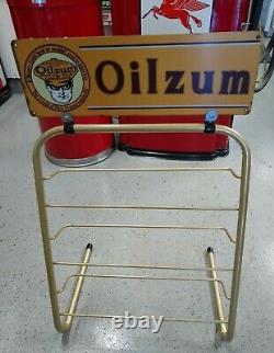 Oilzum Quart Motor Oil Can Display Rack Holds 12 Quart Cans Vintage Style