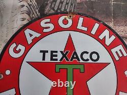 Old Dated 1931 Vintage Texaco Star Gasoline Oil Porcelain Gas Station Pump Sign