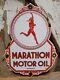 Old Marathon Motor Oil Vintage Porcelain Sign 1957 Service Station Lubricant Co