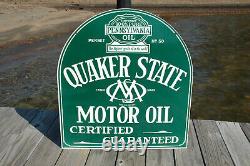 Old Style Quaker State Motor Oil & Gas 2-sided Vintage Type Steel Sign USA Made