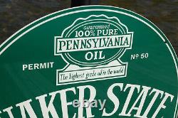 Old Style Quaker State Motor Oil & Gas 2-sided Vintage Type Steel Sign USA Made