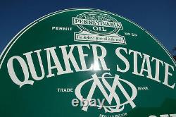 Old Style Quaker State Motor Oil & Gas 2-sided Vintage Type Steel Sign USA Made