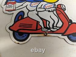 Old Vintage Esso Happy Motoring Porcelain Gas Station Pump Door Sign