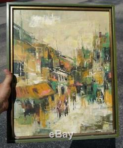 Old Vintage Oil Painting European Landscape MCM Mid Century Modern Expressionist