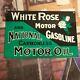 Old Vintage White Rose Motor Oil Gasoline Porcelain Gas Station Heavy Metal Sign