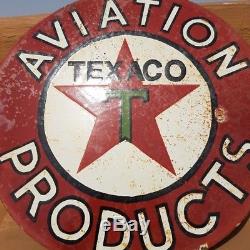 Original 1930's Old Antique Vintage RARE Texaco Oil Porcelain Enamel Sign Board