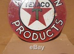 Original 1930's Old Antique Vintage RARE Texaco Oil Porcelain Enamel Sign Board
