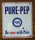 Original 1952 Pure-pep 10x12 Porcelain Gas Pump Sign, Vintage Pure Oil / Gas