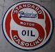 Original 42 Porcelain Sign Standard Polarine Motor Oil Gasoline Vintage 2 Sided