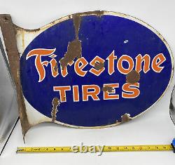 Original Firestone Tires Auto Supplies Flange Sign Vintage Gas Oil