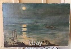 Original Oil Painting Canvas on Board Signed Artist Seascape