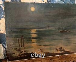 Original Oil Painting Canvas on Board Signed Artist Seascape