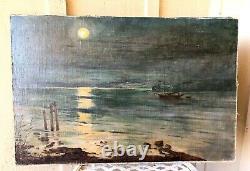 Original Oil Painting Canvas on Board Signed Artist Seascape