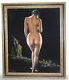 Original Oil Velvet Painting Young Nude By F. Lynnel Signed, Large 40x33 Vintage