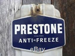 Original Prestone Anti-Freeze Vintage Thermometer Sign Gas Oil Auto Porcelain