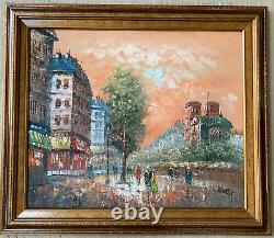 Original Signed Burnett Oil Painting Paris Notre Dame Framed Med/Larg