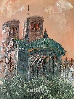 Original Signed Burnett Oil Painting Paris Notre Dame Framed Med/Larg