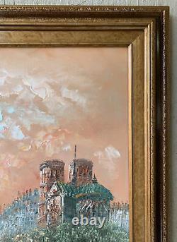 Original Signed Burnett Oil Painting Paris Notre Dame Framed Med/Larg