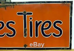Original Vintage 1930's Porcelain United States Tires Sign for Gas Oil Station