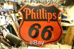 Original Vintage 1956 Phillips 66 Porcelain Sign 70 Oil & Gas Advertising Sign