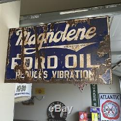 Original Vintage DSP Magnolene Ford Oil Flange Sign Rare! No Reserve