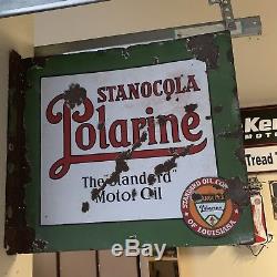 Original Vintage DSP Stanocola Polarine Motor Oil Flange Sign