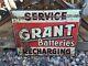 Original Vintage Grant Batteries Thick Metal Sign Gas Oil Advertising Two Sided