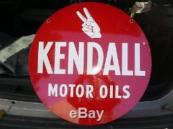Original Vintage Kendall Motor Oil Sign Metal Double Sided 24 Gas Can Pump