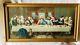 Original Vintage Last Supper Painting Signed By Zabateri On Cardboard Wood Frame