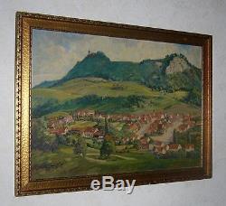 Original Vintage Oil Painting VILLAGE IN EUROPE Framed Signed BIALAS 1953