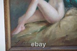 Original Vintage Painting Of Elegant Nude Girl Female Woman Pinup Art