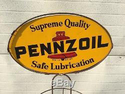 Original Vintage Pennzoil Oil Display Can Rack Double Sided Sign Gas Garage Car